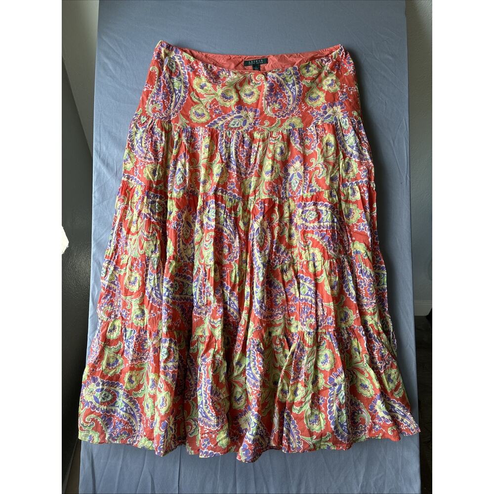 Lauren Ralph Lauren - paisley print maxi skirt - Size Large